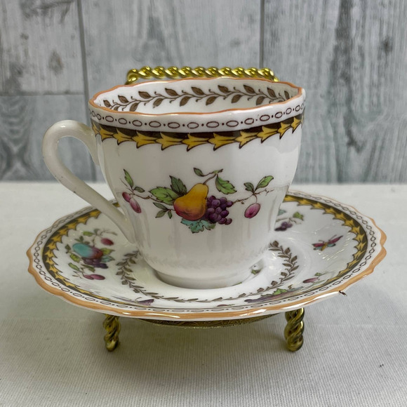 Vintage Spode Rockingham Cup & Saucer Fruit 695905 Bone China England Teacup Set - Picture 1 of 8